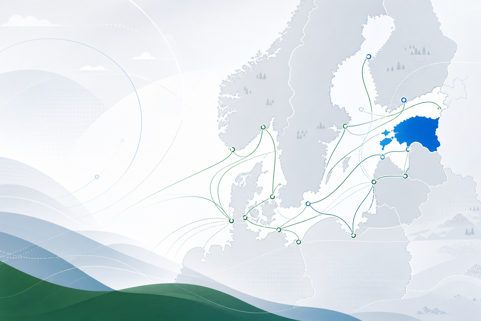Abstract map showing European trade routes